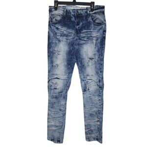 R GSTR Acid Wash Jeans Mens (Actual 33x30) Stretch Distressed Grunge Streetwear
